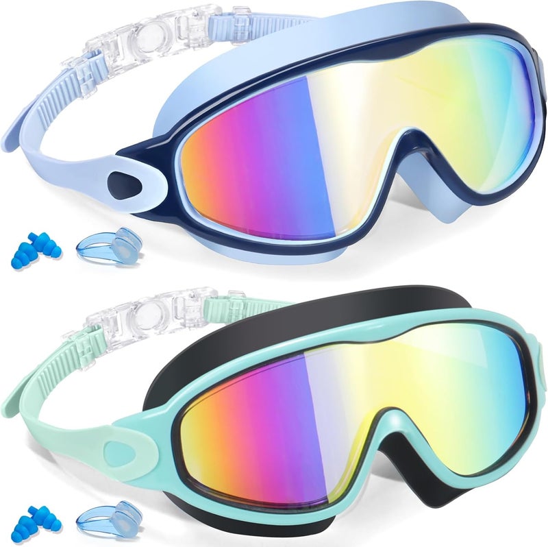 Keary 2 Pack Kids Swim Goggles for 3-15 UV Protection Anti-Fog Pool Water Swimming Goggles For Boys Girls Youth Toddler - Image 1